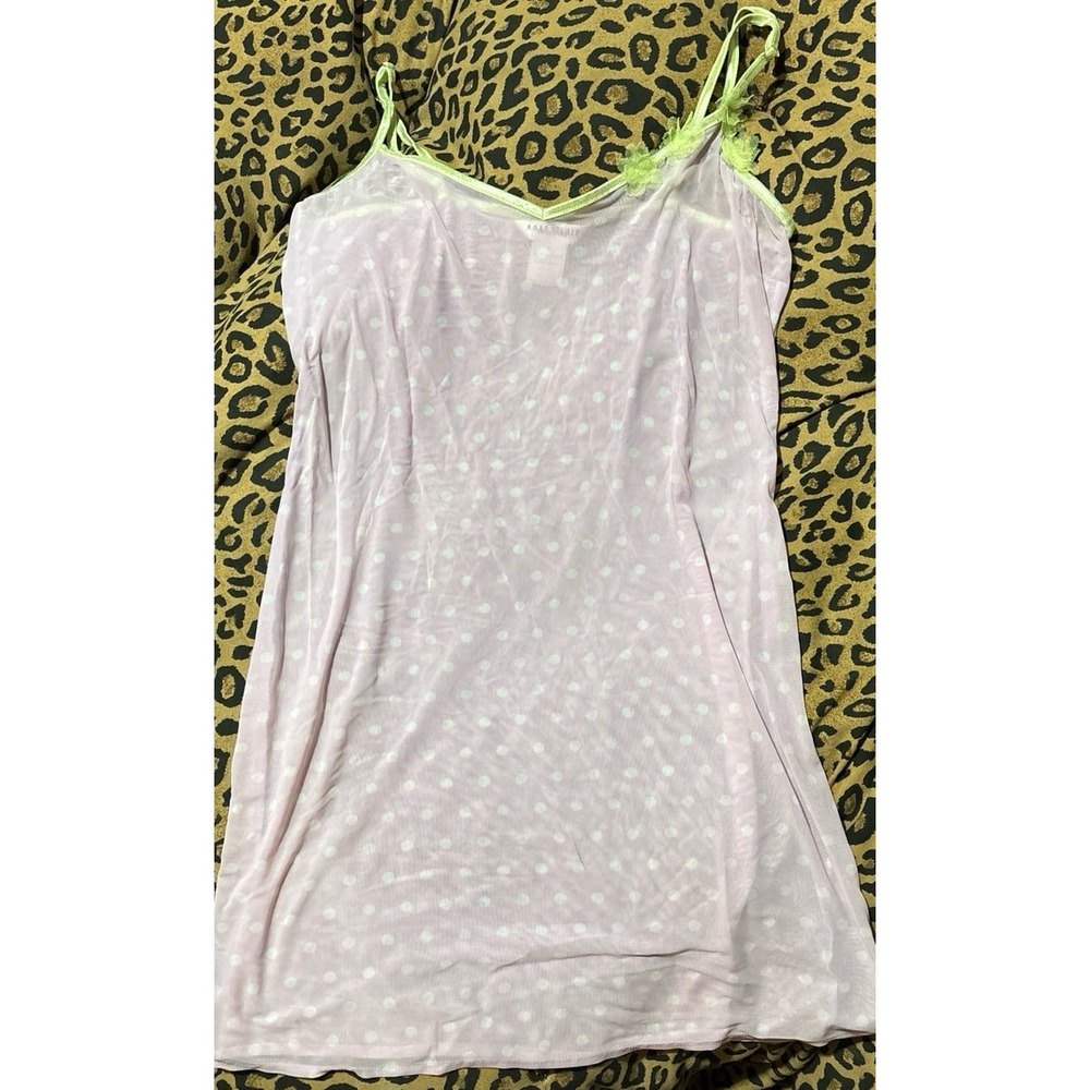 Bali Studio Collection Vintage Semi Sheer Pink Polka Dot Lingerie Nightgown,‎ S